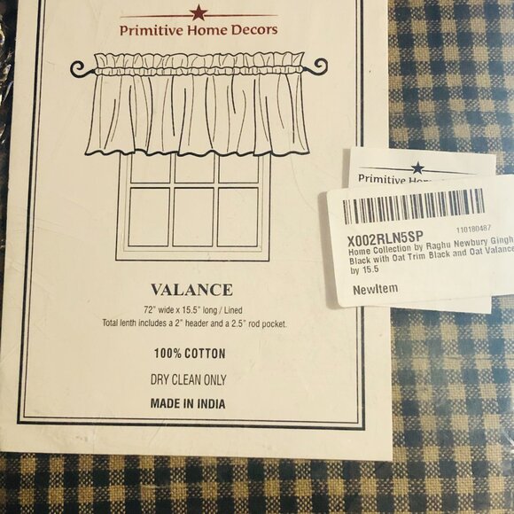 ⭐Free Ship~Love Offers! 4 Valances New Primitive Home Newbury Black Khaki 72x15 - Picture 5 of 5